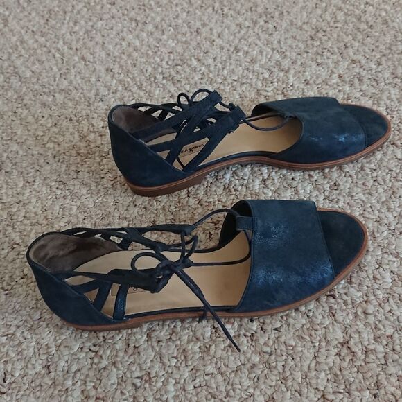 PAUL GREEN Morea nubuck metallic blue leather Lace-Up Sandal size 10 - Picture 1 of 12